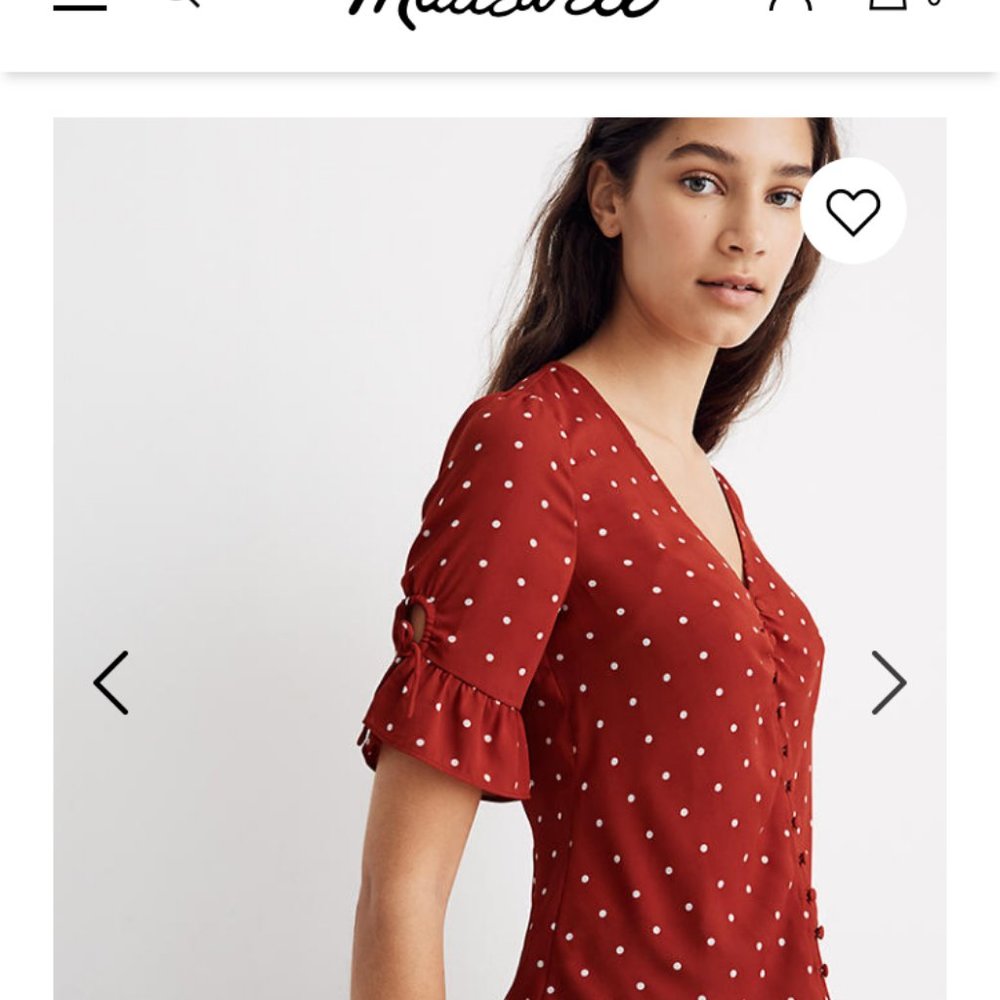 Madewell Daylight Tie-Sleeve Top in Polka Dot